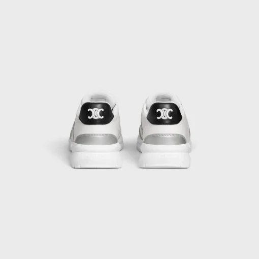 CELINE RUNNER CR-02 LOW LACE-UP SNEAKER in Calfskin, Suede Calfskin and Matte Metallic Calfskin