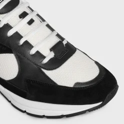 CELINE RUNNER CR-03 LOW LACE-UP SNEAKER in MESH, CALFSKIN AND SUEDE CALFSKIN