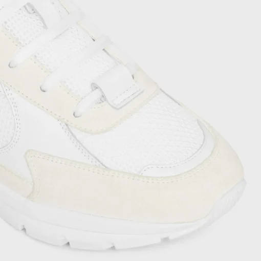 CELINE RUNNER CR-03 LOW LACE-UP SNEAKER in MESH, SUEDE CALFSKIN AND CALFSKIN