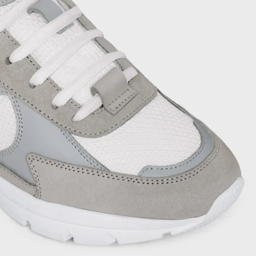 CELINE RUNNER CR-03 LOW LACE-UP SNEAKER in SUEDE CALFSKIN, MESH AND CALFSKIN