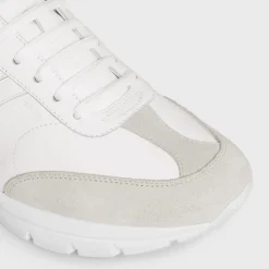 CELINE RUNNER CR-02 LOW LACE-UP SNEAKER in Calfskin, Suede Calfskin and Matte Metallic Calfskin