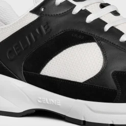 CELINE RUNNER CR-03 LOW LACE-UP SNEAKER in MESH, CALFSKIN AND SUEDE CALFSKIN