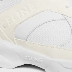CELINE RUNNER CR-03 LOW LACE-UP SNEAKER in MESH, SUEDE CALFSKIN AND CALFSKIN