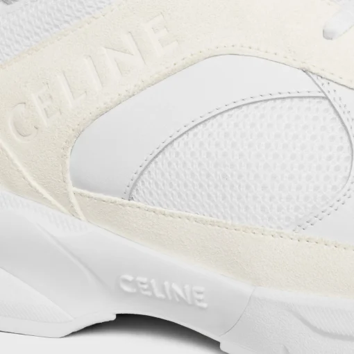 CELINE RUNNER CR-03 LOW LACE-UP SNEAKER in MESH, SUEDE CALFSKIN AND CALFSKIN