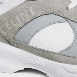 CELINE RUNNER CR-03 LOW LACE-UP SNEAKER in SUEDE CALFSKIN, MESH AND CALFSKIN