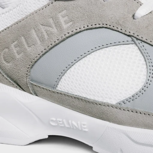 CELINE RUNNER CR-03 LOW LACE-UP SNEAKER in SUEDE CALFSKIN, MESH AND CALFSKIN