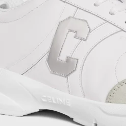 CELINE RUNNER CR-02 LOW LACE-UP SNEAKER in Calfskin, Suede Calfskin and Matte Metallic Calfskin