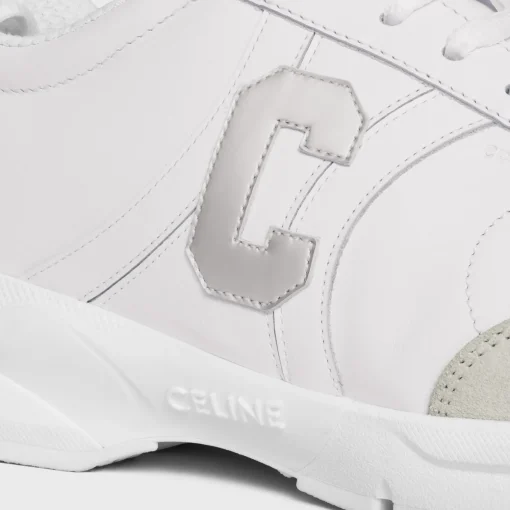 CELINE RUNNER CR-02 LOW LACE-UP SNEAKER in Calfskin, Suede Calfskin and Matte Metallic Calfskin