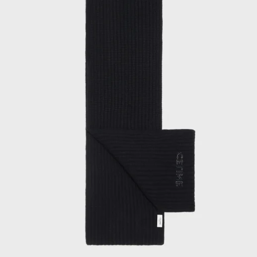 CELINE SCARF IN RIBBED WOOL
