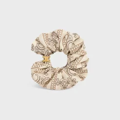 Celine Scrunchy Blason in Silk and Brass with Gold finish