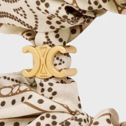 Celine Scrunchy Blason in Silk and Brass with Gold finish