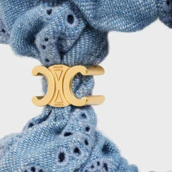 Celine Scrunchy English Embroidery in Brass with Gold Finish and Cotton
