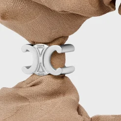 Celine Scrunchy Maxi Triomphe in Silk and Brass with Rhodium Finish