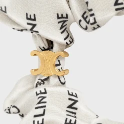 Celine Scrunchy Rayure in Silk and Brass with Gold finish