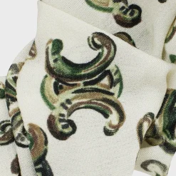 Celine Scrunchy Triomphe Camo in Silk and Brass with Gold Finish