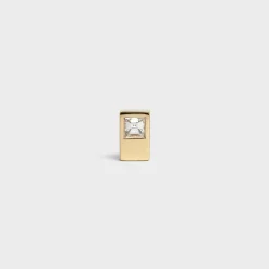 Celine Sentimental Double Square Stud in Yellow Gold and Diamond