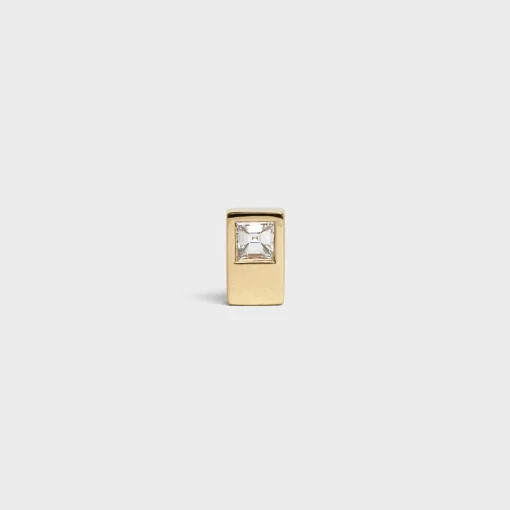 Celine Sentimental Double Square Stud in Yellow Gold and Diamond
