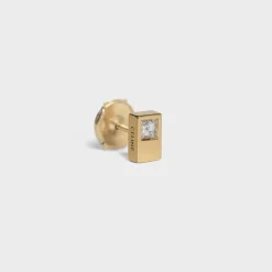 Celine Sentimental Double Square Stud in Yellow Gold and Diamond