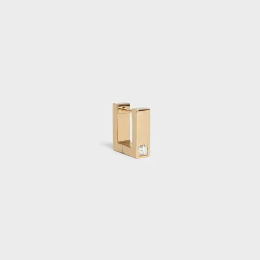 Celine Sentimental Square Earring in Yellow Gold and Diamond
