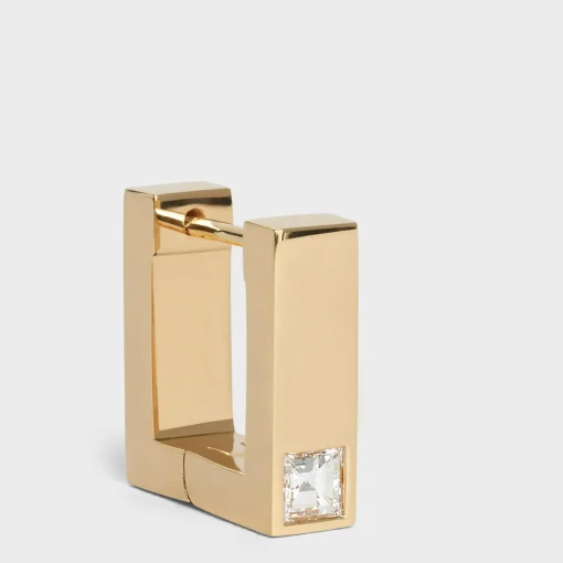 Celine Sentimental Square Earring in Yellow Gold and Diamond