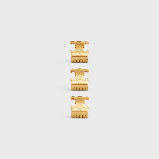 Celine Set of 3 Mini Hair Claws in Brass with Gold Finish and Steel