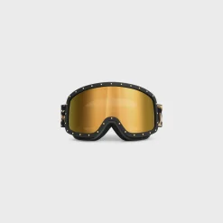 CELINE Ski Mask in Plastic with Metal Studs & Mirror Lenses