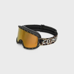 CELINE Ski Mask in Plastic with Metal Studs & Mirror Lenses