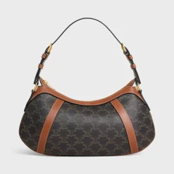 CELINE STRIPED HOBO in TRIOMPHE CANVAS & CALFSKIN