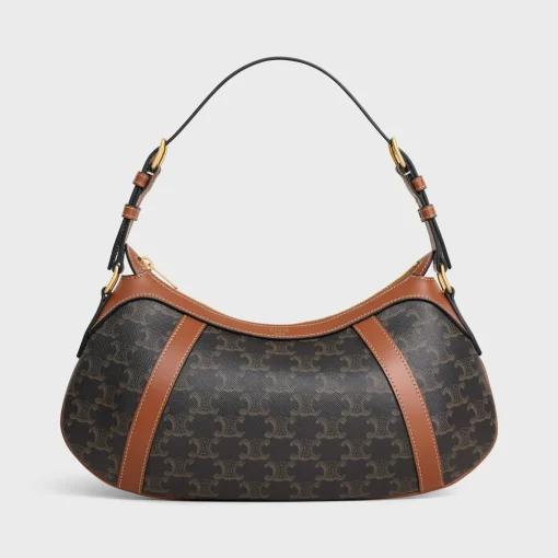 CELINE STRIPED HOBO in TRIOMPHE CANVAS & CALFSKIN