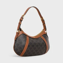 CELINE STRIPED HOBO in TRIOMPHE CANVAS & CALFSKIN