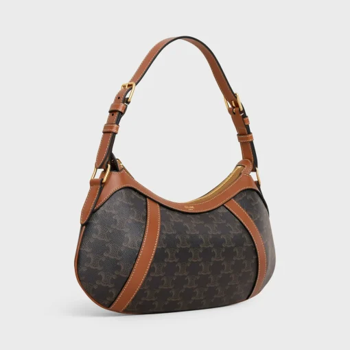 CELINE STRIPED HOBO in TRIOMPHE CANVAS & CALFSKIN