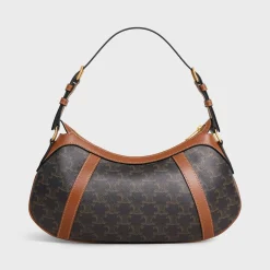 CELINE STRIPED HOBO in TRIOMPHE CANVAS & CALFSKIN