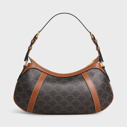 CELINE STRIPED HOBO in TRIOMPHE CANVAS & CALFSKIN