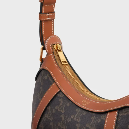 CELINE STRIPED HOBO in TRIOMPHE CANVAS & CALFSKIN