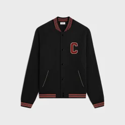 celine teddy college jacket in cotton fleece
