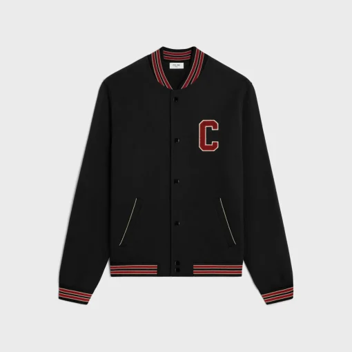 celine teddy college jacket in cotton fleece