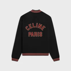 celine teddy college jacket in cotton fleece