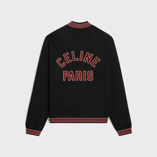 celine teddy college jacket in cotton fleece