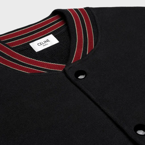 celine teddy college jacket in cotton fleece