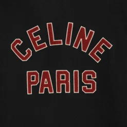 celine teddy college jacket in cotton fleece