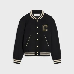 celine teddy jacket in textured wool