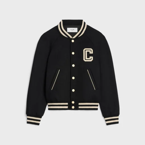 celine teddy jacket in textured wool
