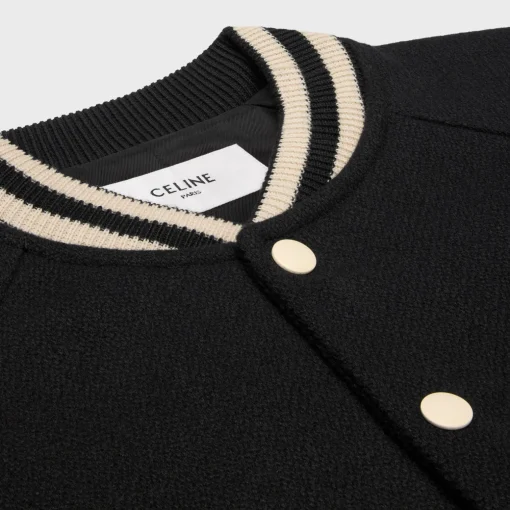 celine teddy jacket in textured wool
