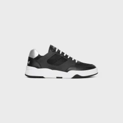 CELINE TRAINER CT-07 LOW LACE-UP SNEAKER in Mesh, Calfskin AND Laminated Calfskin