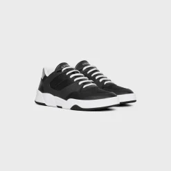CELINE TRAINER CT-07 LOW LACE-UP SNEAKER in Mesh, Calfskin AND Laminated Calfskin
