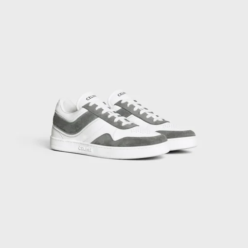 CELINE TRAINER LOW LACE-UP SNEAKER in SUEDE CALFSKIN AND CALFSKIN