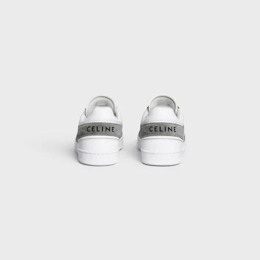 CELINE TRAINER LOW LACE-UP SNEAKER in SUEDE CALFSKIN AND CALFSKIN