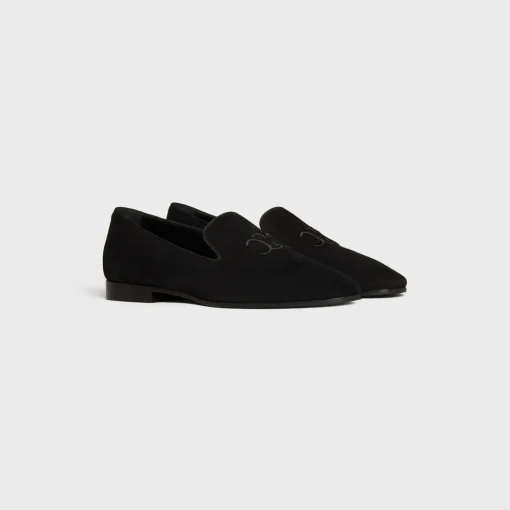 CELINE TRIOMPHE SLIPPERS in SUEDE CALFSKIN
