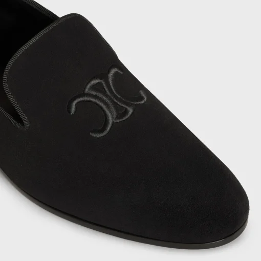 CELINE TRIOMPHE SLIPPERS in SUEDE CALFSKIN