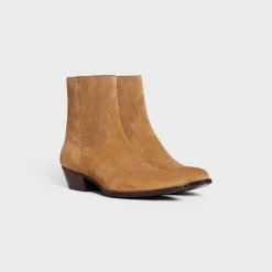 CELINE WESTERN ZIPPED BOOTS in Suede Calfskin